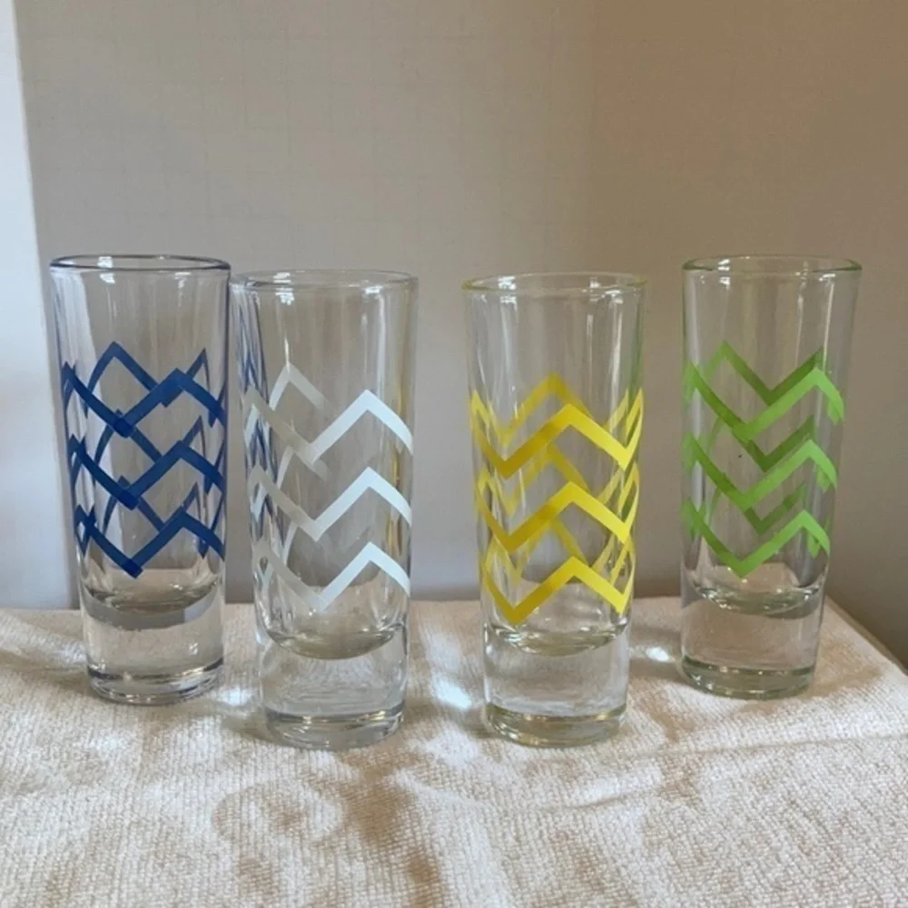 Crisa signed chevron striped shot glasses